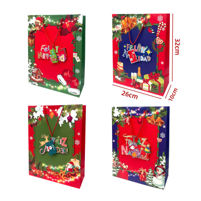 BOLSA DE REGALO FELIZ NAVIDAD 26X10X32CM1