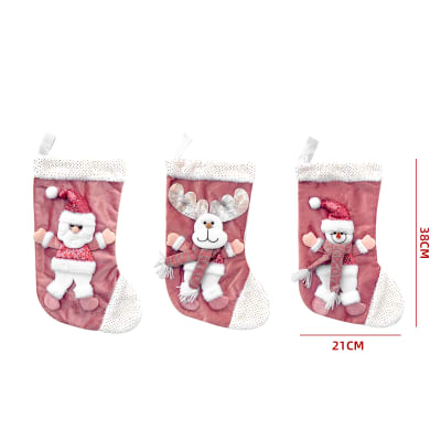 BOLSA DE NAVIDAD BOTA ROSADO 21X38CM1