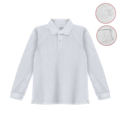 POLERA ESCOLAR BLANCA CUELLO PIQUE MANGA LARGA NIÑO JUVENIL1
