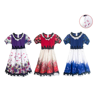 VESTIDO CHINITA PARA NIÑA DISEÑO FLORAL TALLAS 6/8/10/121