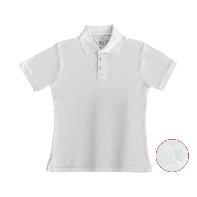 POLERA ESCOLAR NIÑA CUELLO PIQUE MANGA CORTA BLANCO TALLA 6/8/10/121