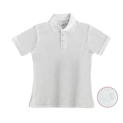 POLERA ESCOLAR NIÑA JUVENIL CUELLO PIQUE MANGA CORTA BLANCO TALLA 14/16/181