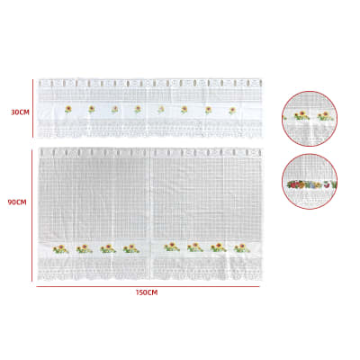 SET 3 PIEZAS DE CORTINAS DE COCINA (2 PAÑOS 90X150CM + 1 CENEFA 150X30CM)1
