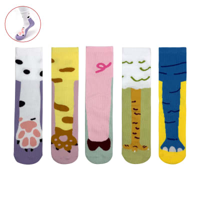 CALCETINES DE MUJER JUVENIL CON DISEÑO DE PATA ANIMAL -TALLA 36-39 COLORES SURTIDOS1