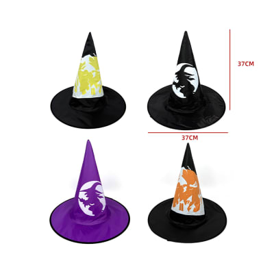 SOMBRERO BRUJA CON DISEÑO BRILLA EN LA OSCURIDAD 37X37CM1