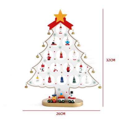ADORNO MESA ARBOL NAVIDAD MADERA COLOR BLANCO 31.7X26X2.4CM1