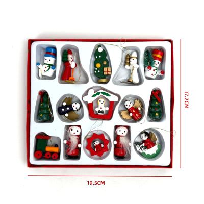 SET ADORNOS COLGANTES NAVIDAD MADERA 15PCS 19.5X17.2X2cm1