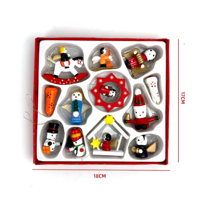 SET ADORNOS COLGANTES NAVIDAD MADERA 12PCS 18X17X2.7cm1