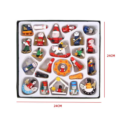 SET ADORNOS COLGANTES NAVIDAD MADERA 24PCS 24X24X2.8CM1