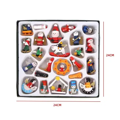 SET ADORNOS COLGANTES NAVIDAD MADERA 24PCS 24X24X2.8CM1