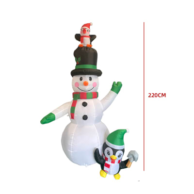ADORNO MUÑECO DE NIEVE NAVIDEÑO ILUMINADO GIGANTE 2.2 MTS1