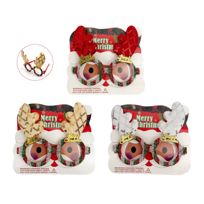 LENTES NAVIDAD RENO CON OREJITAS13*13cm1