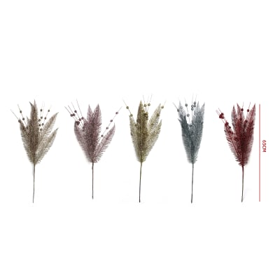 ADORNO ARBOL NAVIDAD RAMA  GLITTER ROJA 65CM1