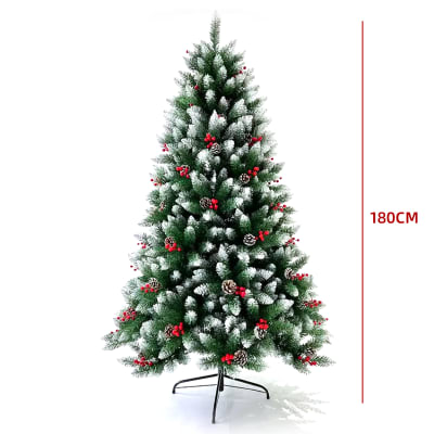 ARBOL NAVIDAD NEVADO CON ACEBOS ROJOS 850T 180CM1