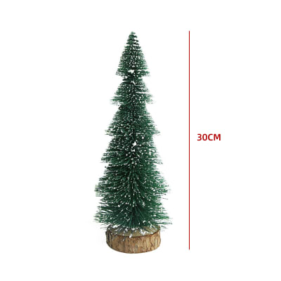 ADORNO ARBOL NAVIDAD 30 CM  BASE MADERA EFECTO NEVADO1