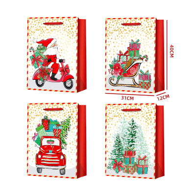 BOLSA DE REGALO NAVIDAD MULTIDEÑO GLITTER DORADO GRANDE 31X12X40CM1