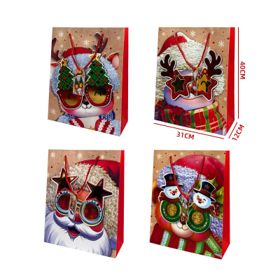 BOLSA DE REGALO NAVIDAD FELIZ 18X8,5X24CM CON DISEÑOS1