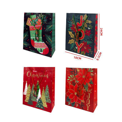 BOLSA DE REGALO NAVIDAD MULTIDISEÑO JOY CHRISTMAS CHICA 18X8.5X24CM1