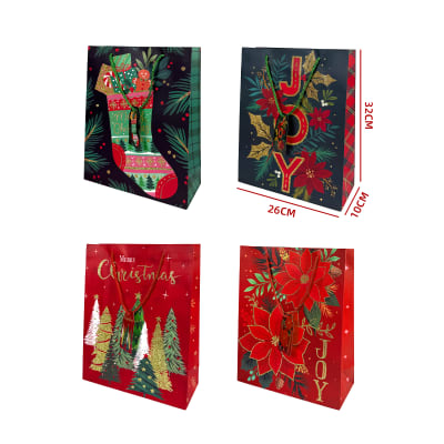 BOLSA DE REGALO NAVIDAD MULTIDISEÑO JOY CHRISTMAS MEDIANA
 26X10X32CM1