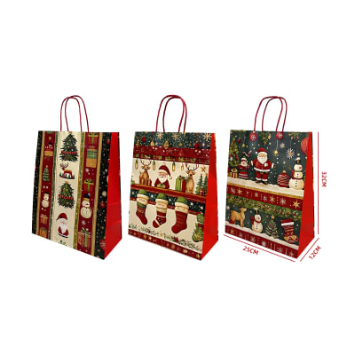 BOLSA DE REGALO NAVIDAD REGALO MEDIANA COLORES SURTIDOS 32X25X12CM1