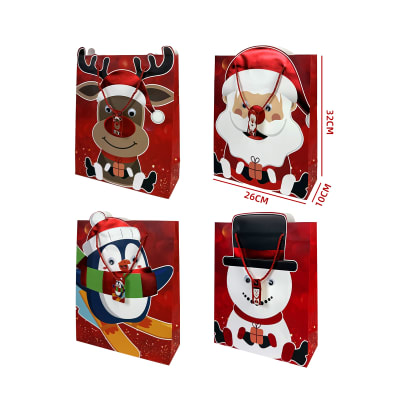 BOLSA DE REGALO NAVIDAD DISEÑO CARA SURTIDOS MEDIANA 26X32X10CM1
