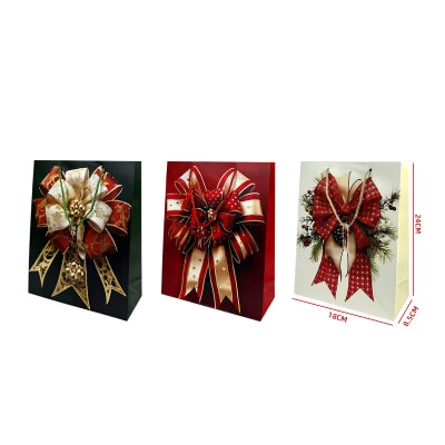 BOLSA DE REGALO NAVIDAD LAZO FRONTAL  CHICA DISEÑOS SURTIDOS
18X24X8.5CM1