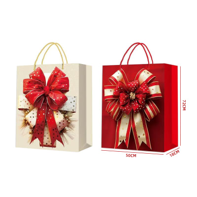 BOLSA DE REGALO NAVIDAD LAZO FRONTAL EXTRAGRANDE DISEÑOS SURTIDOS 
72X50X181