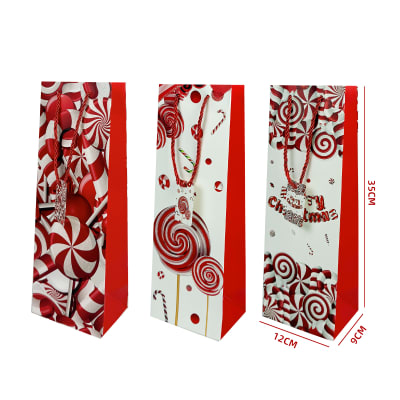 BOLSA DE REGALO NAVIDAD DULCES BICOLOR PARA BOTELLA 12X35X9CM1