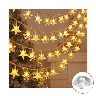 LUCES NAVIDAD CALIDAS COPOS NIEVES ESTRELLAS 50 LUCES 3MTS1
