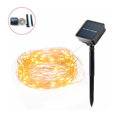 GUIRNALDA SOLAR DE ALAMBRE DE COBRE DE 100 LUCES POR 10M1