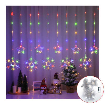 Cortina de 10 estrellas y copos de nieve USB y control remoto 3M1
