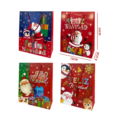 BOLSA DE REGALO NAVIDAD  DISEÑOS DIVERTIDOS SURTIDOS 18X8.5X24CM1
