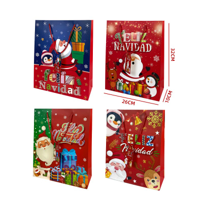 BOLSA DE REGALO NAVIDAD CON MENSAJE DISEÑOS SURTIDOS 26X10X32CM1
