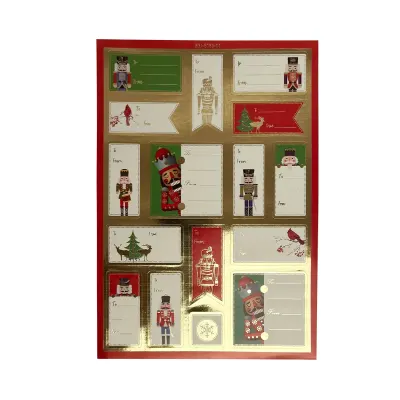 STICKER NAVIDAD PARA REGALO FOLIA DORADA VERDE +HOJAS  14.5X20CM1