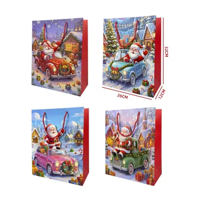 BOLSA DE REGALO NAVIDAD MEDIANA AUTO 3D 26*32*12CM1