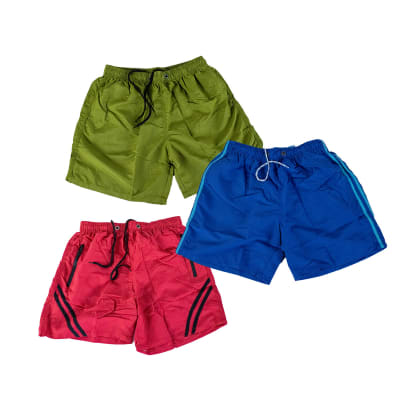 SHORT TRAJE DE BAÑO HOMBRE COLOR LISO CON FRANJA | 12 UNID1