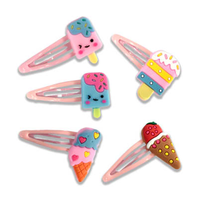 SET DE PINCHES PARA NIÑA DISEÑO DE HELADOS Y PASTELITOS1
