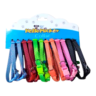 CORREA PARA MASCOTA CUELLO CUADROS CON CAMPANA 1CM | 12 UNID1