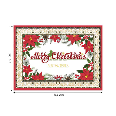 MANTEL NAVIDAD MERRY CHRISTMAS FLORES ROJAS POLIESTER 137X200CM1