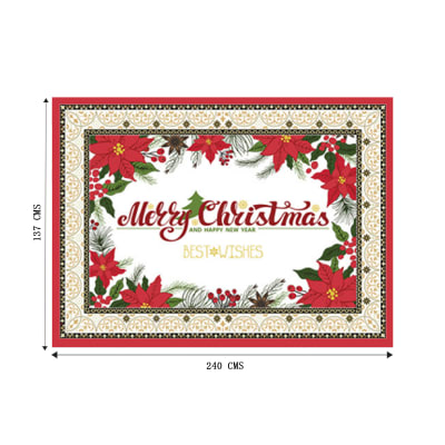 MANTEL NAVIDAD MERRY CHRISTMAS FLORES ROJAS POLIESTER 137X240CM1