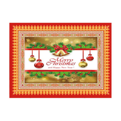 MANTEL NAVIDAD MERRY CHRISTMAS DORADO POLIESTER 137X140CM 1