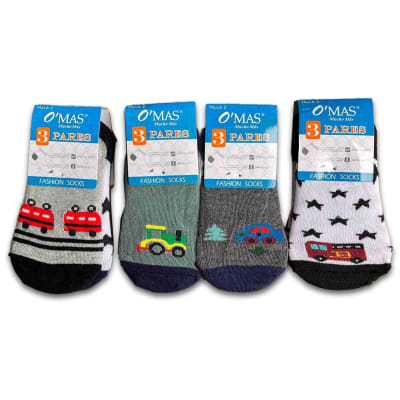 CALCETINES DE NIÑO CORTE INVISIBLE DISEÑO AUTO TALLA 4 | 12 UNID1