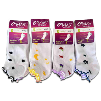 CALCETINES DE MUJER CORTE TOBILLO CON VUELO | 12 UNID1