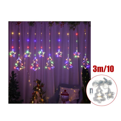 CORTINA DE 10 ESTRELLAS Y ARBOLES USB Y CONTROL REMOTO 3M1