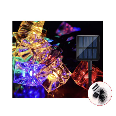 GUIRNALDA DE LUCES 50 FORMA DE CUBOS DE HIELO LUCES LED SOLAR  9M1