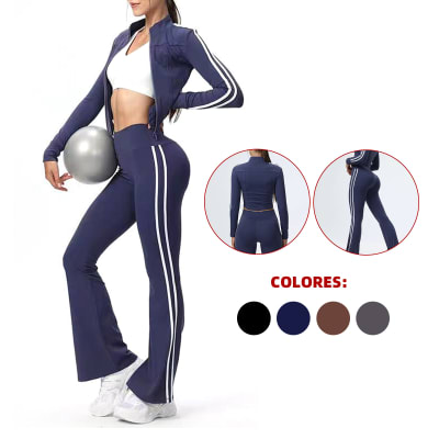 CONJUNTO 2 PCS DEPORTIVO CHAQUETA +PANTALON CON LINEAS COSTADO M-L-XL-2XL1