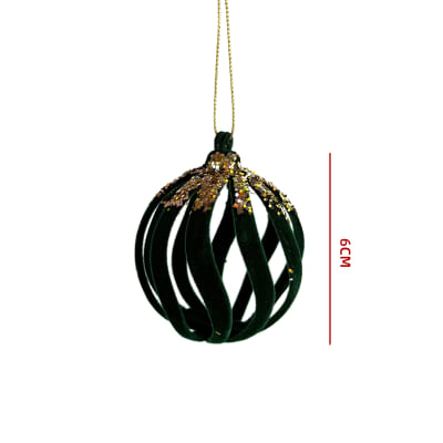 ADORNO ARBOL NAVIDAD CIRCULAR TERCIOPELO VERDE 6CM1