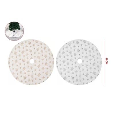 FALDON NAVIDAD BLANCO COPOS NIEVE PLATEADO 80 CM1