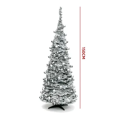 ARBOL PLEGABLE PLATEADO 150CM - SOLO VENTA POR MAYOR1