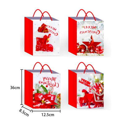 BOLSA DE REGALO COLOR BLANCO ADORNOS NAVIDEÑOS  23X18X10CM | 12 UNID1